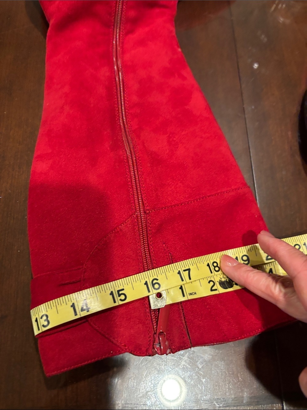 Impo Red Suede Knee high Boots with Ring Accent - Picture 12 of 12